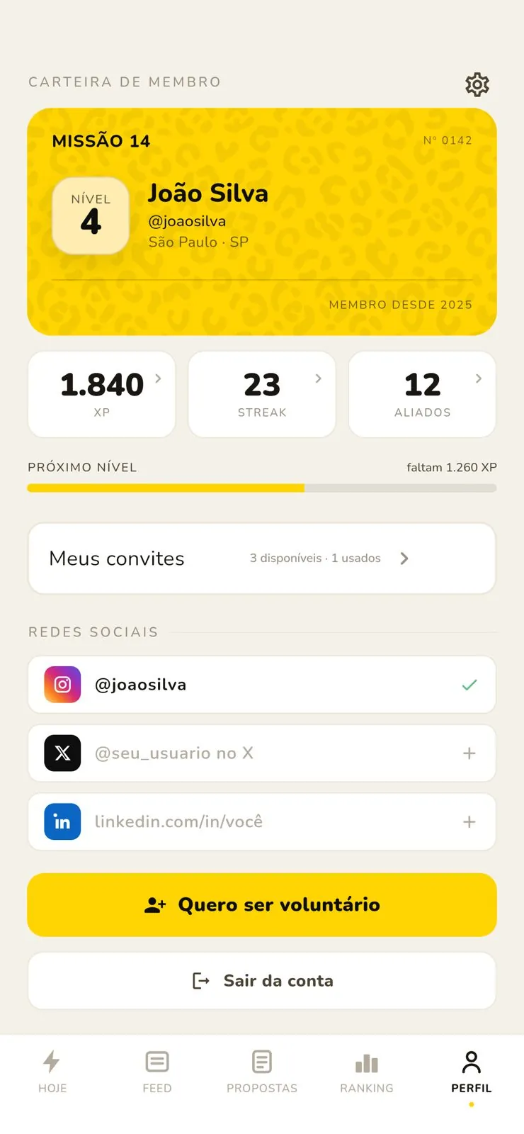 Perfil de militante